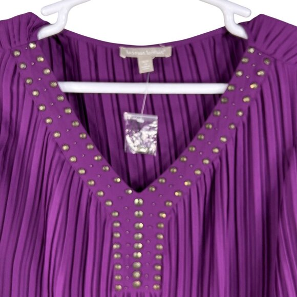 Woman Within NEW 2X 26-28 Purple Pleated Top Studded Bell Sleeves Fairycore - Picture 8 of 16